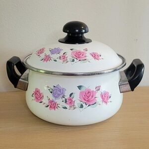 Vintage Floral Pot w/ Lid & Handles